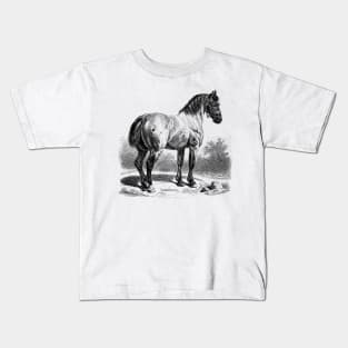 HORSE Vintage Black & White Illustration Kids T-Shirt